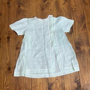 Vintage baby dress pale green with white lace and embroidery